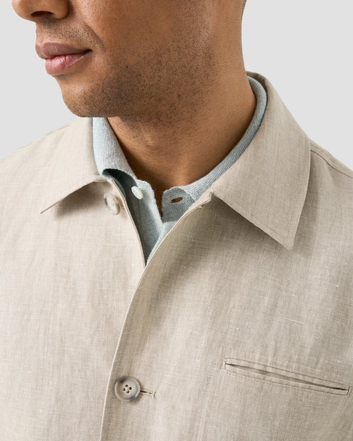 Beige Wool–Linen Chore Overshirt