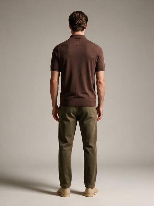 Paolo Martini Dark Brown Cable Knit Polo Shirt – Code 108