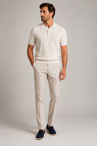 Paolo Martini Ecru Supima Cotton Knit Polo — Code 108