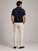 Paolo Martini navy blue Supima cotton knit polo back view on male model
