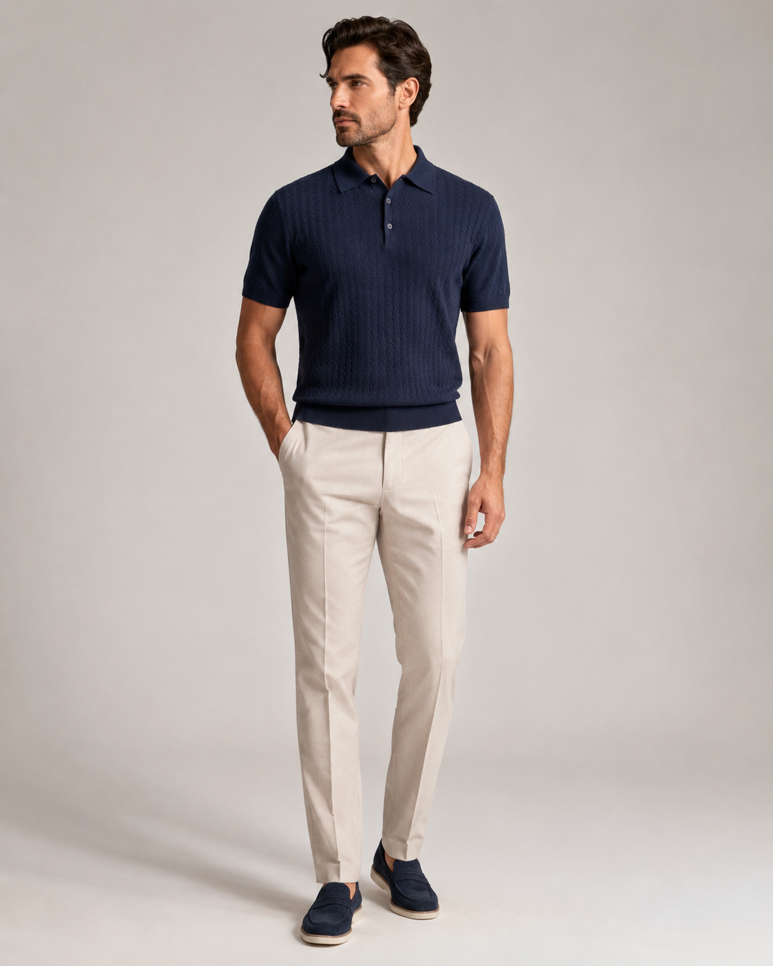 Paolo Martini Navy Blue Supima Cotton Knit Polo — Code 108