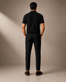 Paolo Martini Code 109 Black textured knit polo shirt - Hero Back