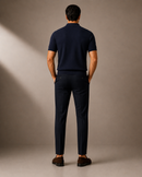 Paolo Martini Code 109 dark blue textured knit polo shirt hero back