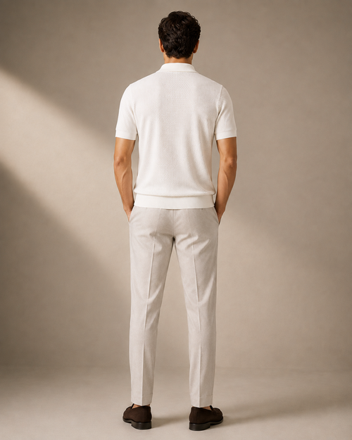 Paolo Martini Ecru Textured Knit Polo Shirt Code 109 - Back