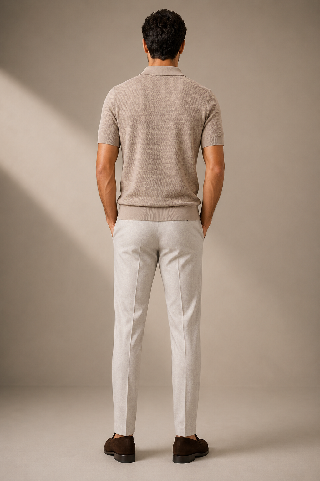 Paolo Martini Code 109 MINK men's textured knit polo shirt - back view