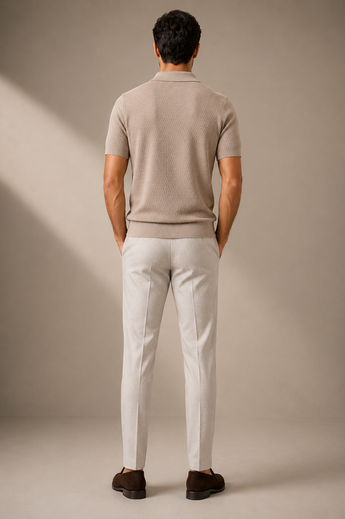 Paolo Martini Code 109 MINK men's textured knit polo shirt - back view