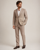 Paolo Martini dark beige stretch suit model 26226 worn by a male model, full-length hero view