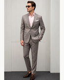 Paolo Martini gray Prince of Wales wool suit model 26134 worn by a male model, full-length view