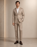 Paolo Martini taupe beige Reda wool suit model 26134 worn by male model, full-length hero view