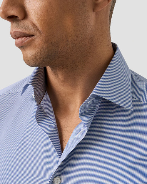Blue Micro Stripe Supima Shirt – Cutaway Collar
